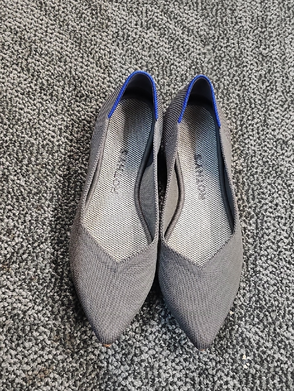 Rothy's Gray and Blue Flats Sleek Minimalist Design